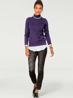 Pull à col roulé en tricot doux manches longues