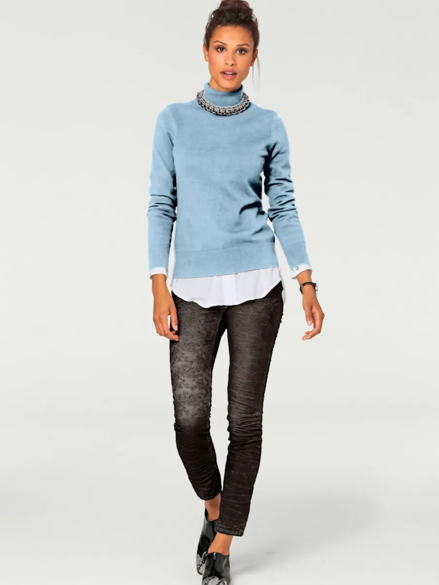 Pull à col roulé en tricot doux manches longues