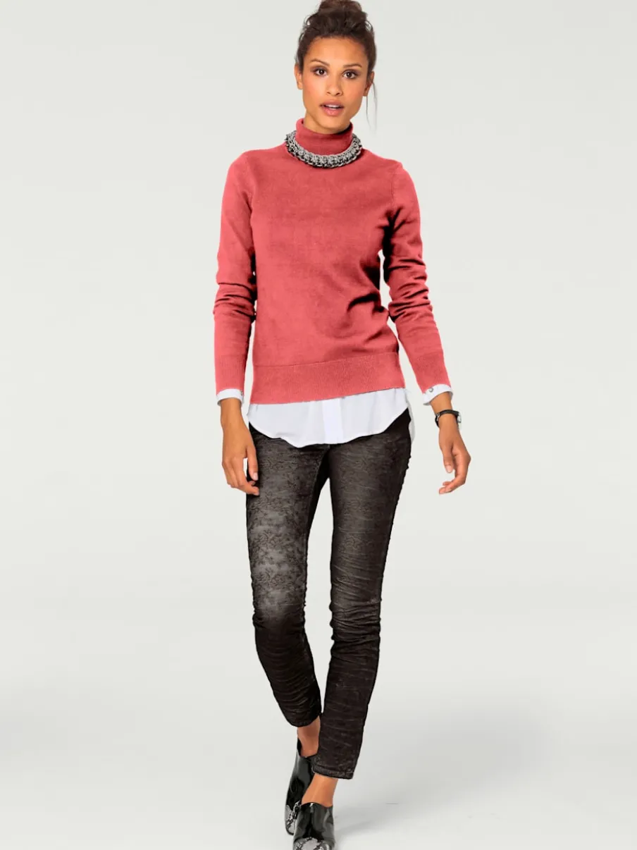 Pull à col roulé en tricot doux manches longues