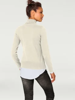 Pull à col roulé en tricot doux manches longues