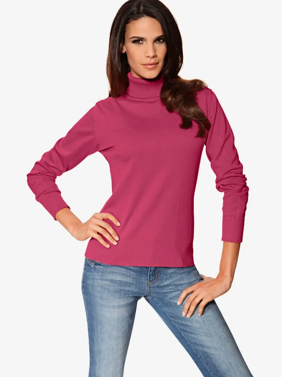 Pull à col roulé en tricot doux manches longues