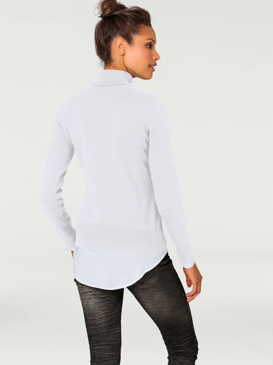 Pull à col roulé en tricot doux manches longues