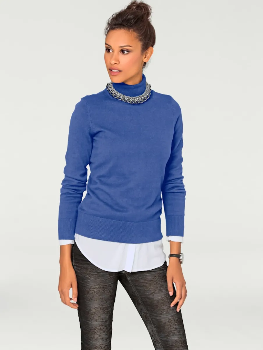 Pull à col roulé en tricot doux manches longues