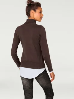 Pull à col roulé en tricot doux manches longues