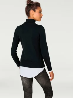 Pull à col roulé en tricot doux manches longues