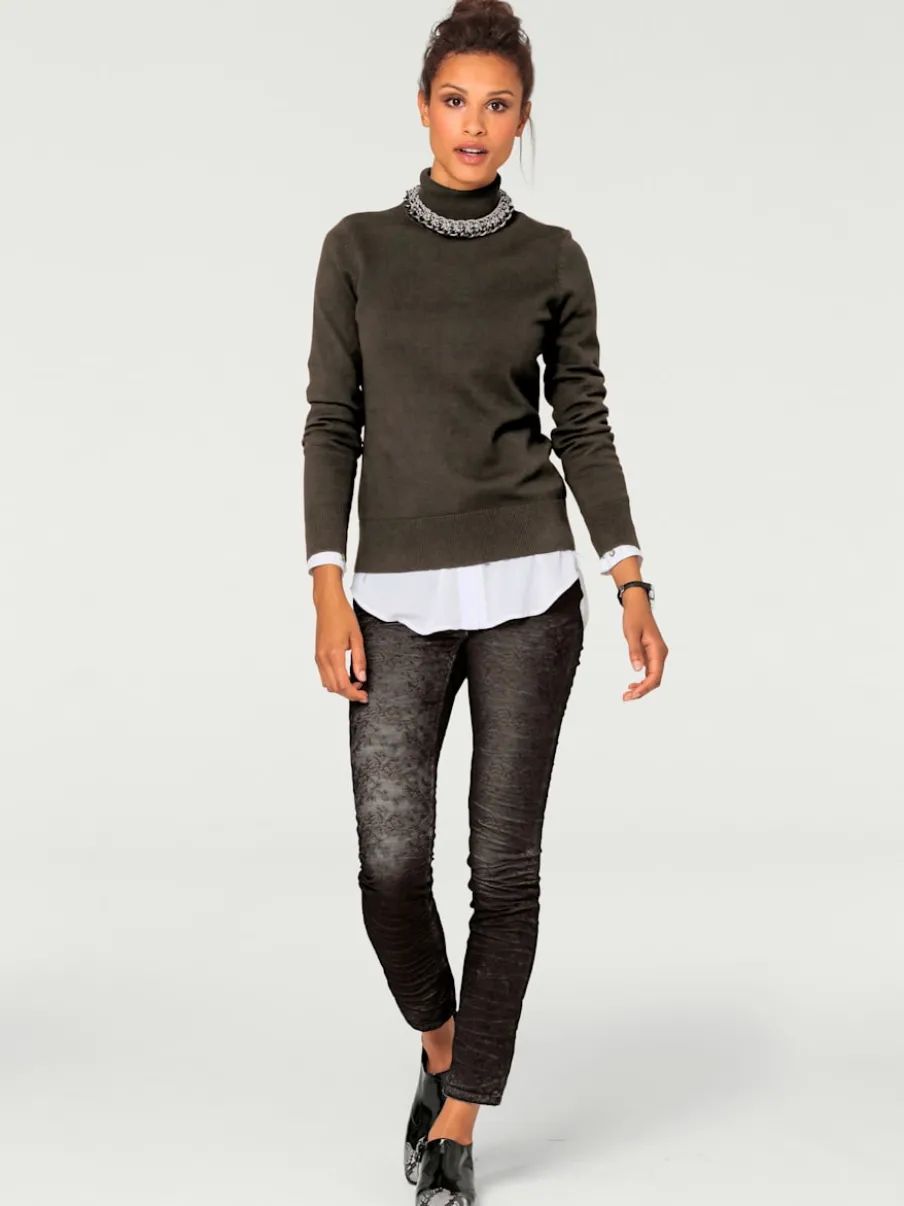 Pull à col roulé en tricot doux manches longues