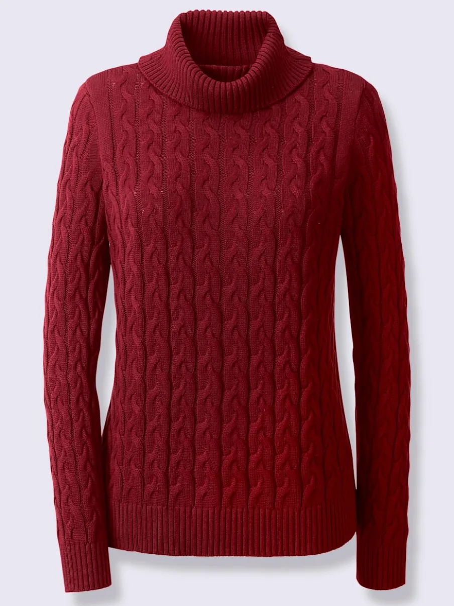 Pull col roulé en tricot fin avec motif torsadé