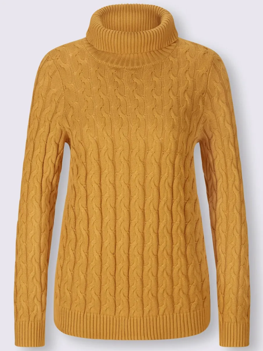 Pull col roulé en tricot fin avec motif torsadé