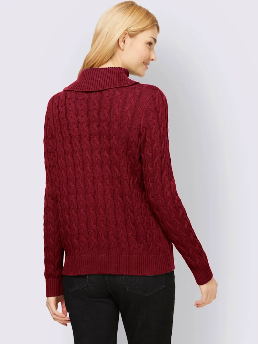 Pull col roulé en tricot fin avec motif torsadé