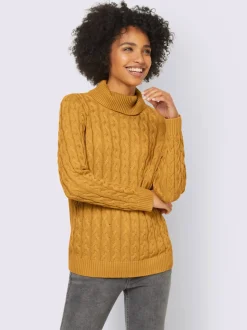 Pull col roulé en tricot fin avec motif torsadé