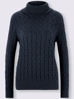 Pull col roulé en tricot fin avec motif torsadé