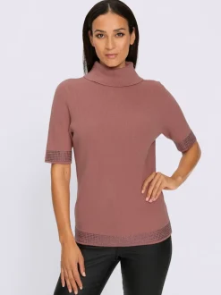 Pull à col roulé jolies pierres brillantes fantaisie