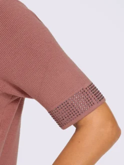 Pull à col roulé jolies pierres brillantes fantaisie