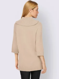 Pull col roulé à manches 3/4 avec fente latérale