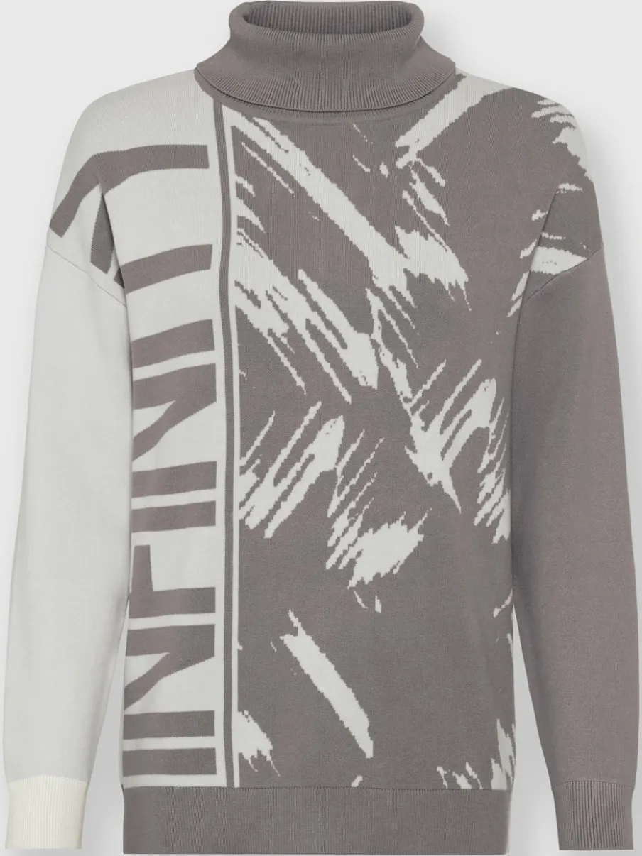 Pull col roulé à motif jacquard et manches longues
