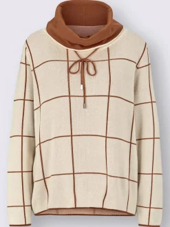 Pull à col roulé motifs géométriques manches longues douces