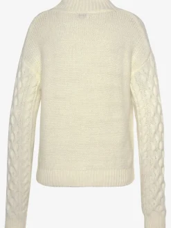 Pull à col tortue avec motif torsadé et mancherons