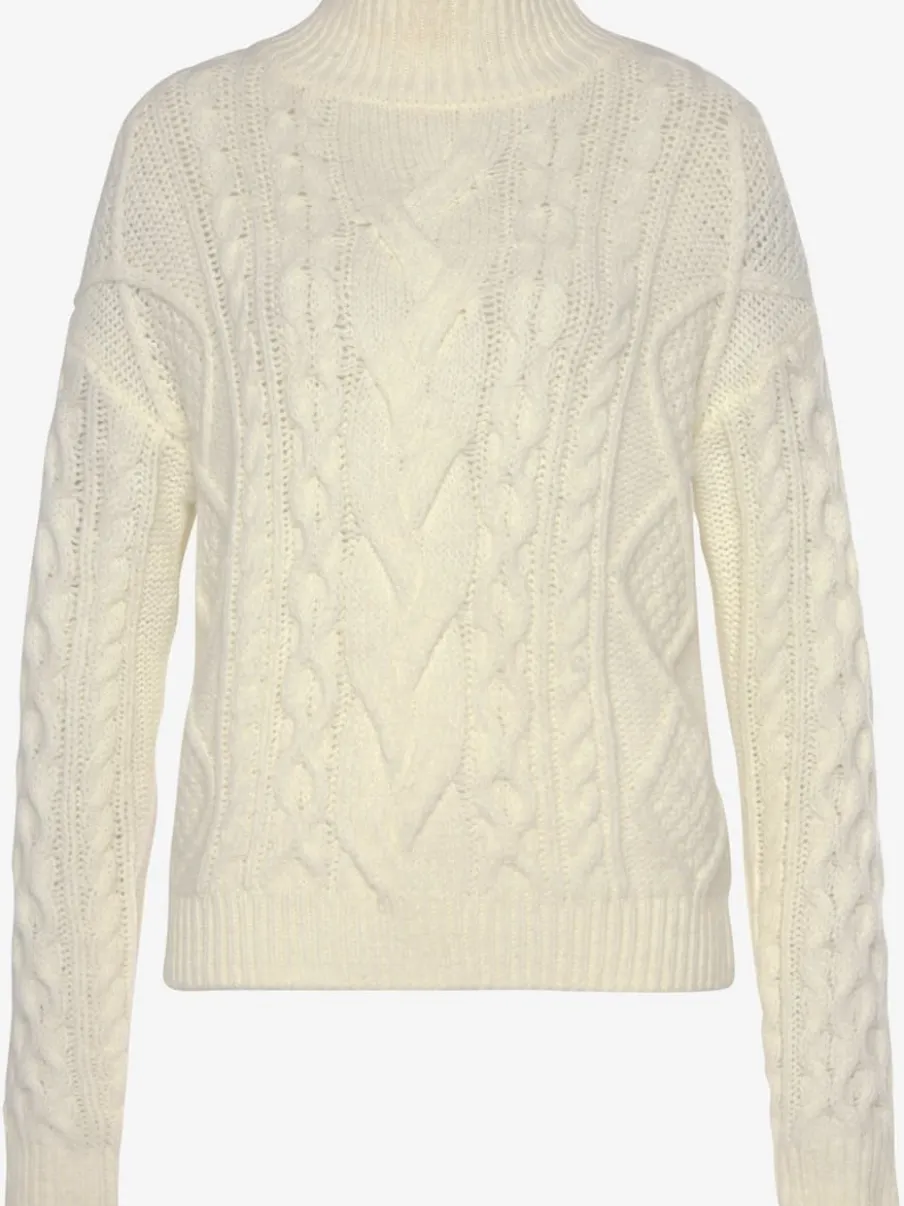 Pull à col tortue avec motif torsadé et mancherons