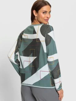 Pull à col U avec manches longues et motif graphique