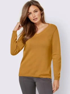 Pull col v en coton pima avec finitions côtelées