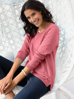 Pull col v en coton pima avec finitions côtelées