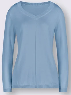 Pull col v en coton pima avec finitions côtelées