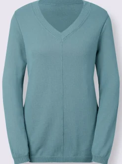 Pull col v en coton pima avec finitions côtelées