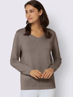Pull col v en coton pima avec finitions côtelées