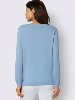 Pull col v en coton pima avec finitions côtelées