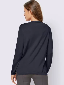 Pull col v en coton pima avec finitions côtelées