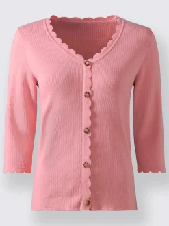 Pull 3/4 côtelé avec patte de boutonnage imitation corne