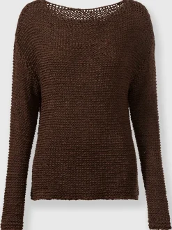 Pull décontracté en fil ajouré avec encolure ronde