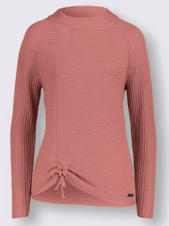 Pull décontracté en tricot côtelé avec fronce devant