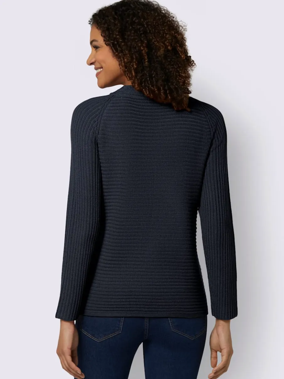 Pull décontracté en tricot côtelé avec fronce devant