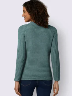 Pull décontracté en tricot côtelé avec fronce devant
