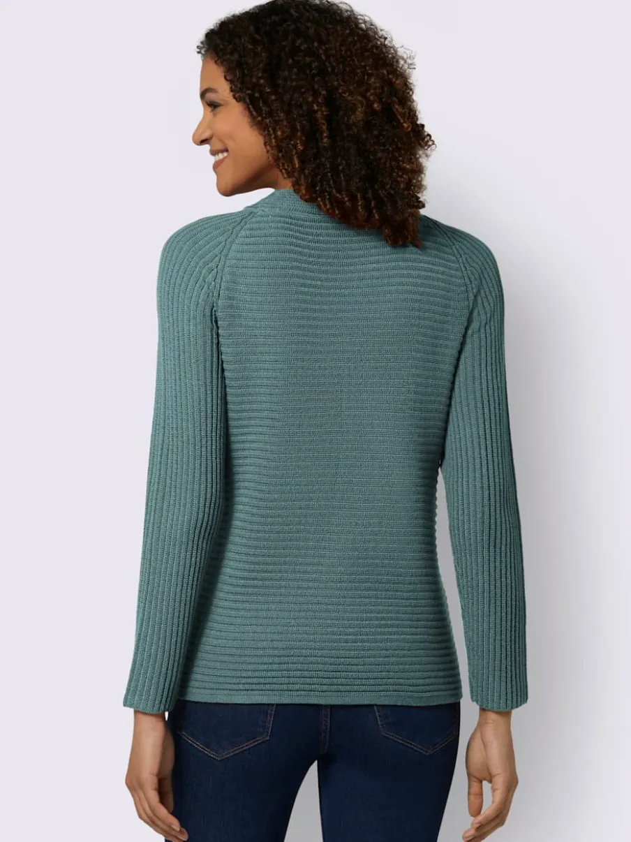 Pull décontracté en tricot côtelé avec fronce devant