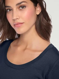 Pull décontracté en tricot fin à encolure ronde