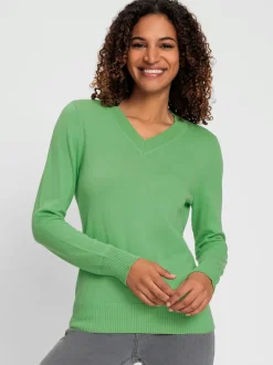 Pull doux à encolure en V en tricot pur coton