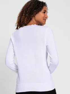 Pull doux à encolure en V en tricot pur coton