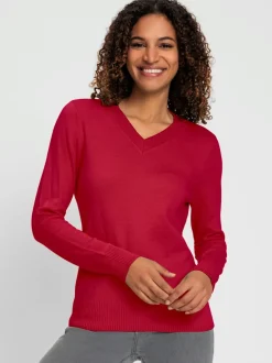 Pull doux à encolure en V en tricot pur coton