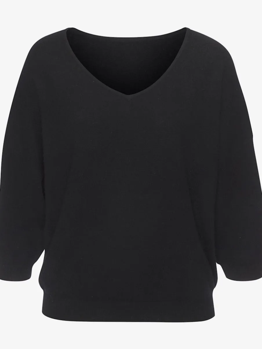 Pull en cachemire à encolure en V et manches 3/4.