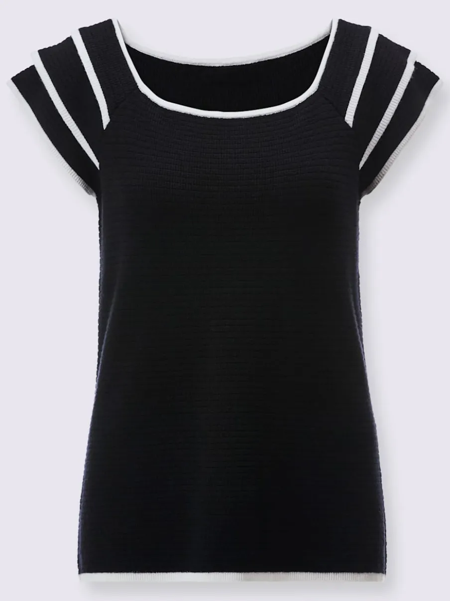 Pull à encolure carrée en tricot fin doux mélange