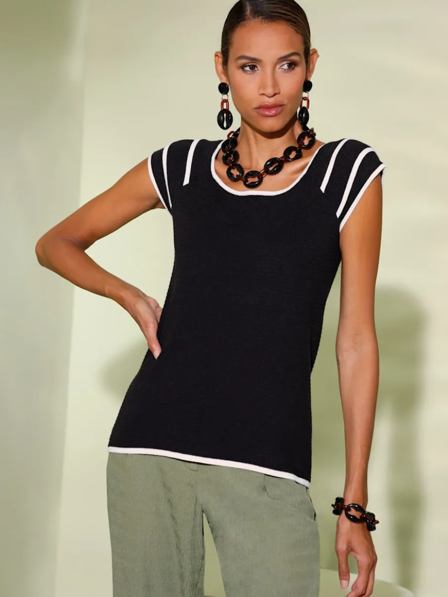 Pull à encolure carrée en tricot fin doux mélange