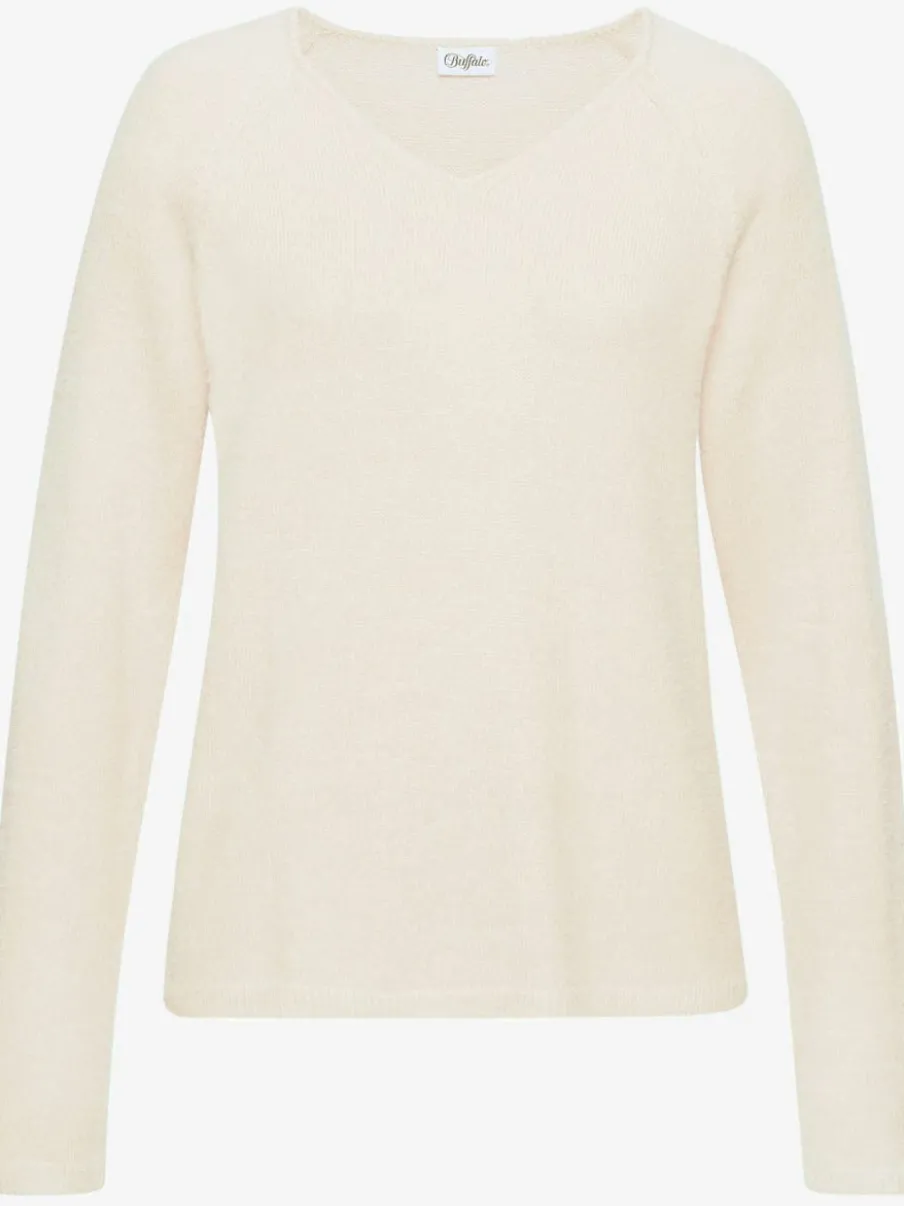 Pull à encolure en v avec manches raglan longues et matière douce