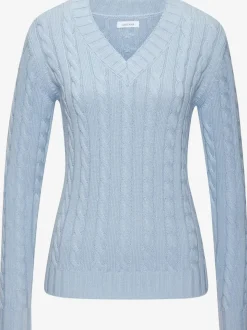 Pull à encolure en V avec motif en tricot torsadé et manches longues