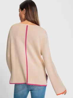 Pull à encolure en V avec rayures et fentes latérales