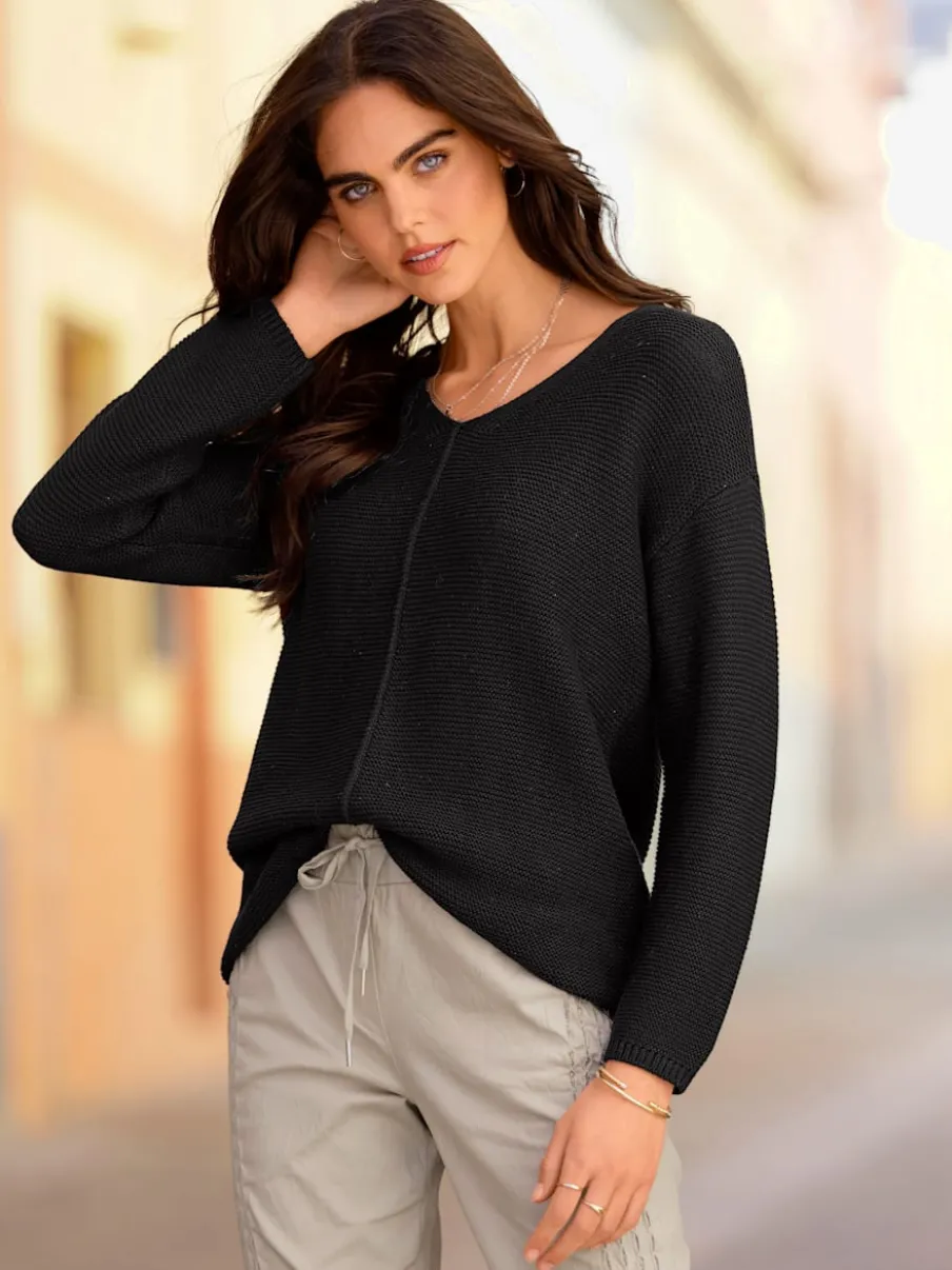 Pull à encolure en V mancherons et manches longues
