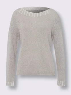 Pull encolure ronde avec coutures contrastées en coton doux