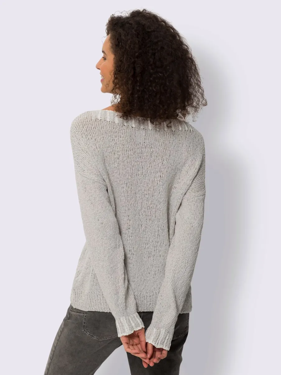 Pull encolure ronde avec coutures contrastées en coton doux