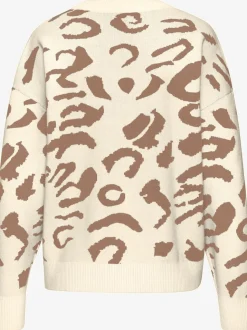 Pull à encolure ronde avec motif animalier et manches longues